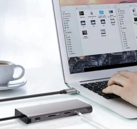 DAYTONA FC-31G Tip-C 11'li Gigabit Hub,füme Giriş:Tip-C=>Çıkış:HDMI+VGA+4*USB3.0+Audio+GLan+SD 